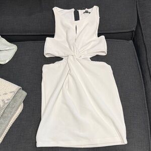 White Cutout Twist-Front Women's Dress size medium